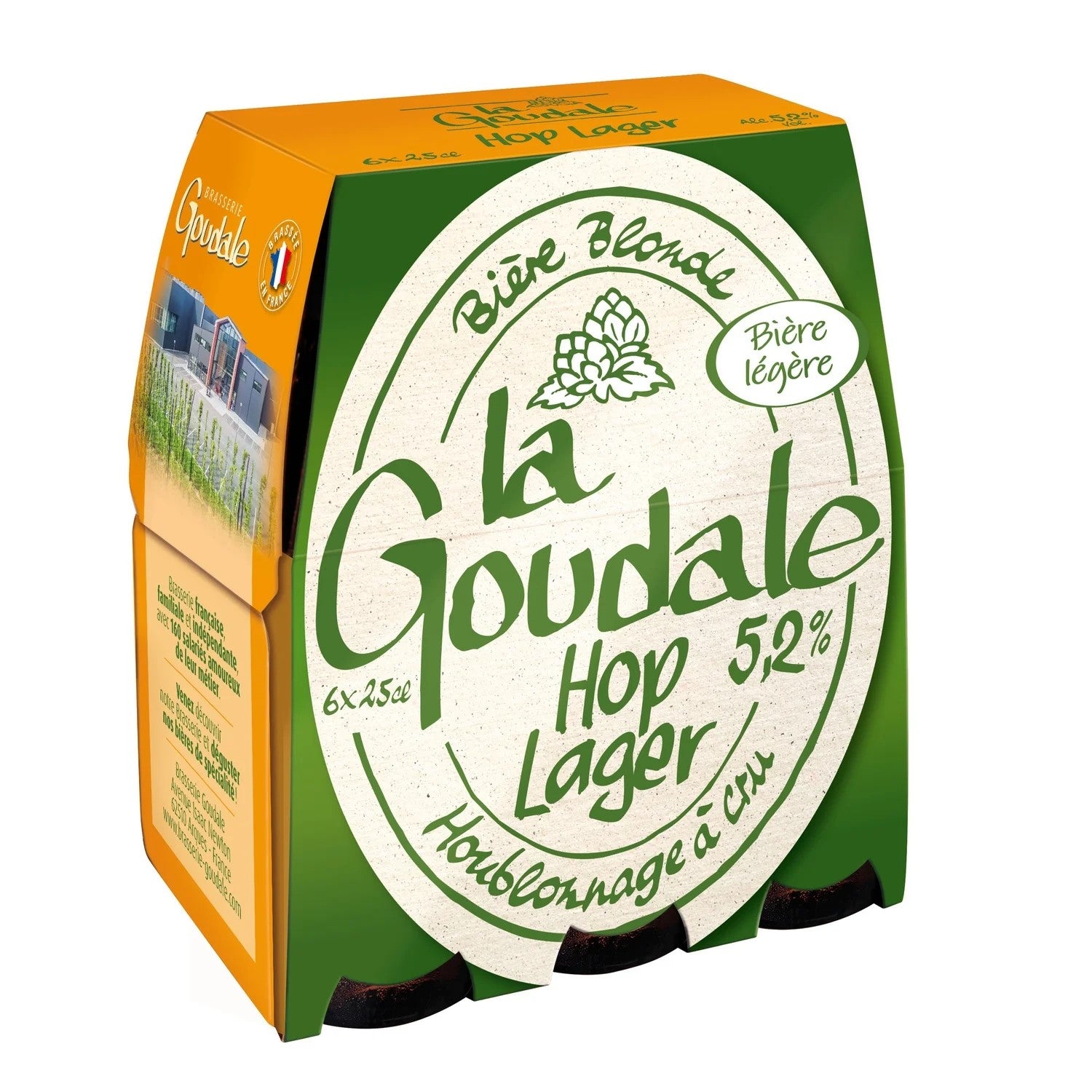 LA GOUDALE Hop Lager Bière blonde 5,2 % - Pack de 6 x 25 cl