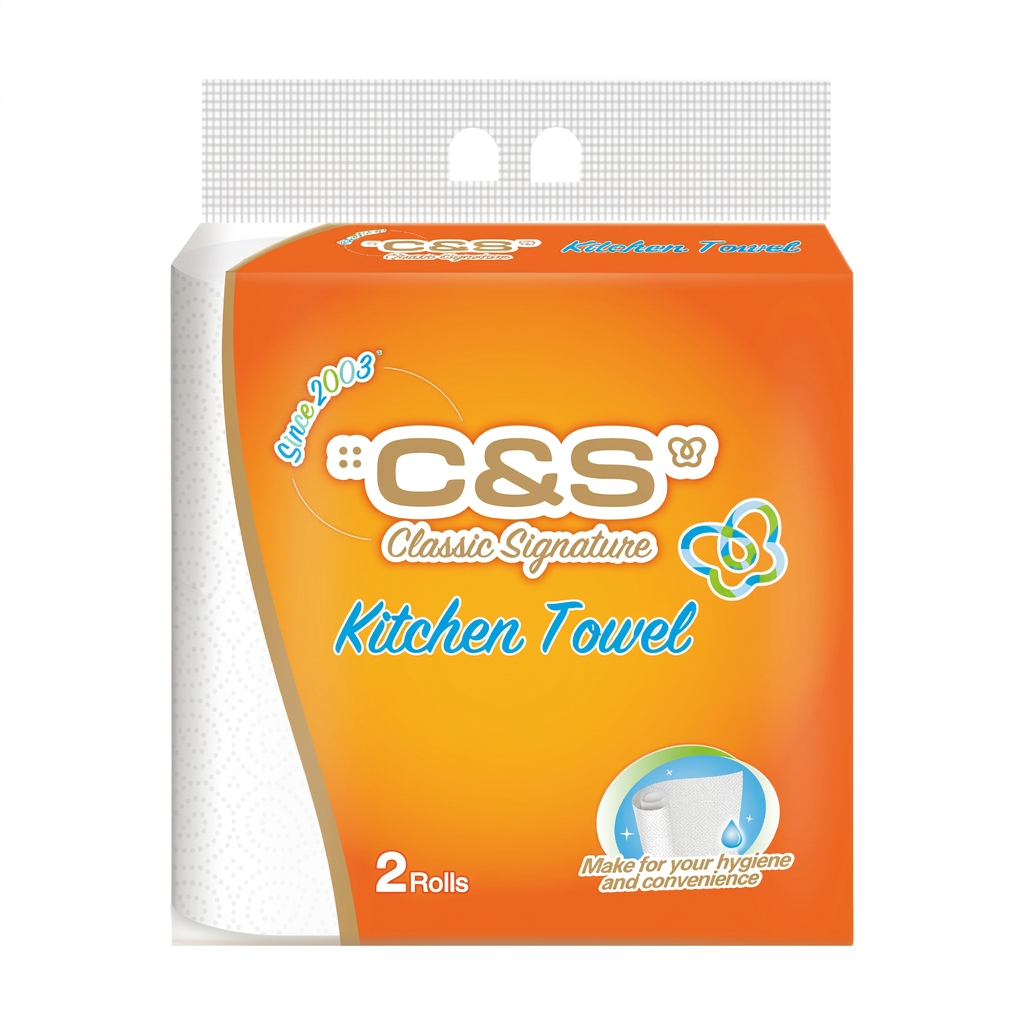 C&S Rouleaux d'essuie-tout, 2 plis, 140 feuilles (70 feuilles * 2 rouleaux), super absorbants, absorbent l'huile, retiennent l'eau, indispensable pour la cuisine