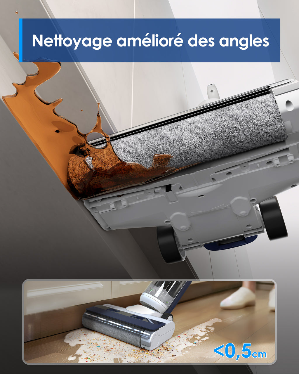 Tineco iFLOOR 5 Breeze Complete Nettoyeur de sols durs sans fil eau et poussière Autonomie de 35 min Nettoyage des bords Auto-nettoyant