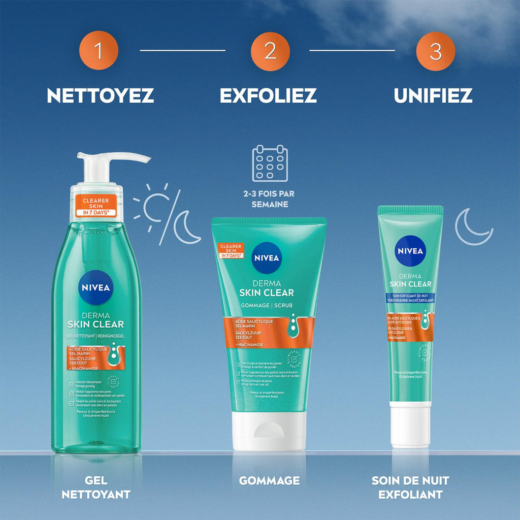 NIVEA Derma Skin Clear Visage Soin Exfoliant Nuit anti-imperfections 40 ml