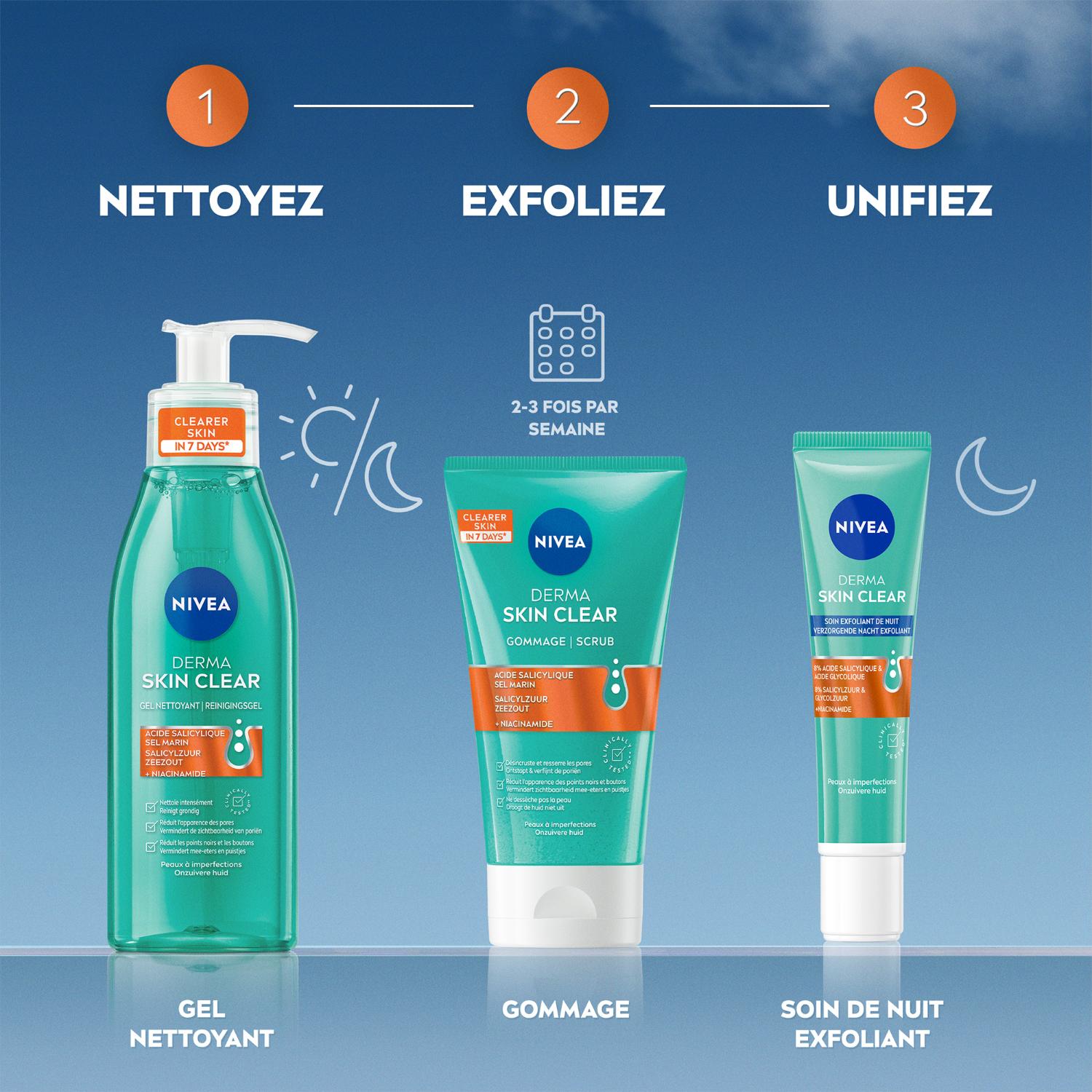 NIVEA Derma Skin Clear Visage Soin Exfoliant Nuit anti-imperfections 40 ml