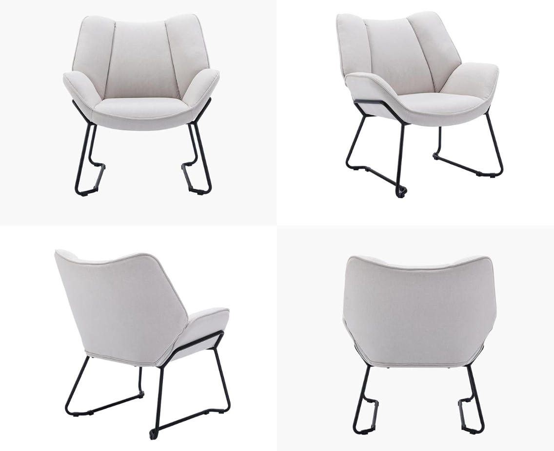 CHAIRUS Fauteuil cabriolet rembourré chenille Bleu avec pieds en métal 67 x 71,5 x 80 cm