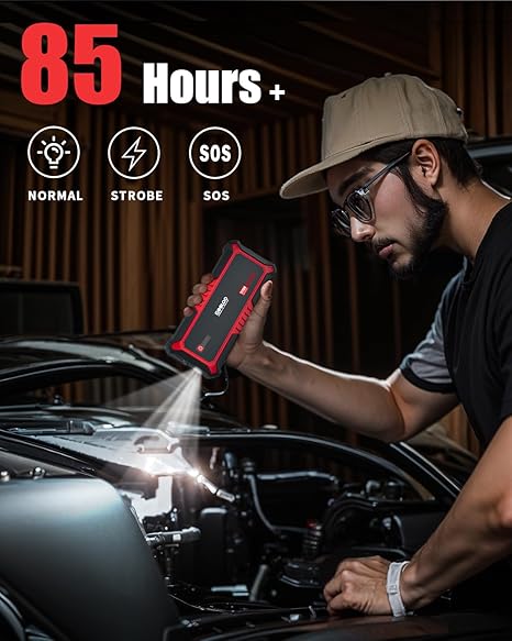Démarreur de voiture GOOLOO, boosteur de batterie de voiture 3000A de pointe, boîte de démarrage 12V pour batterie de voiture jusqu'à 9L d'essence ou 7L de diesel, boosteur de batterie avec batterie externe / charge rapide / lumière LED