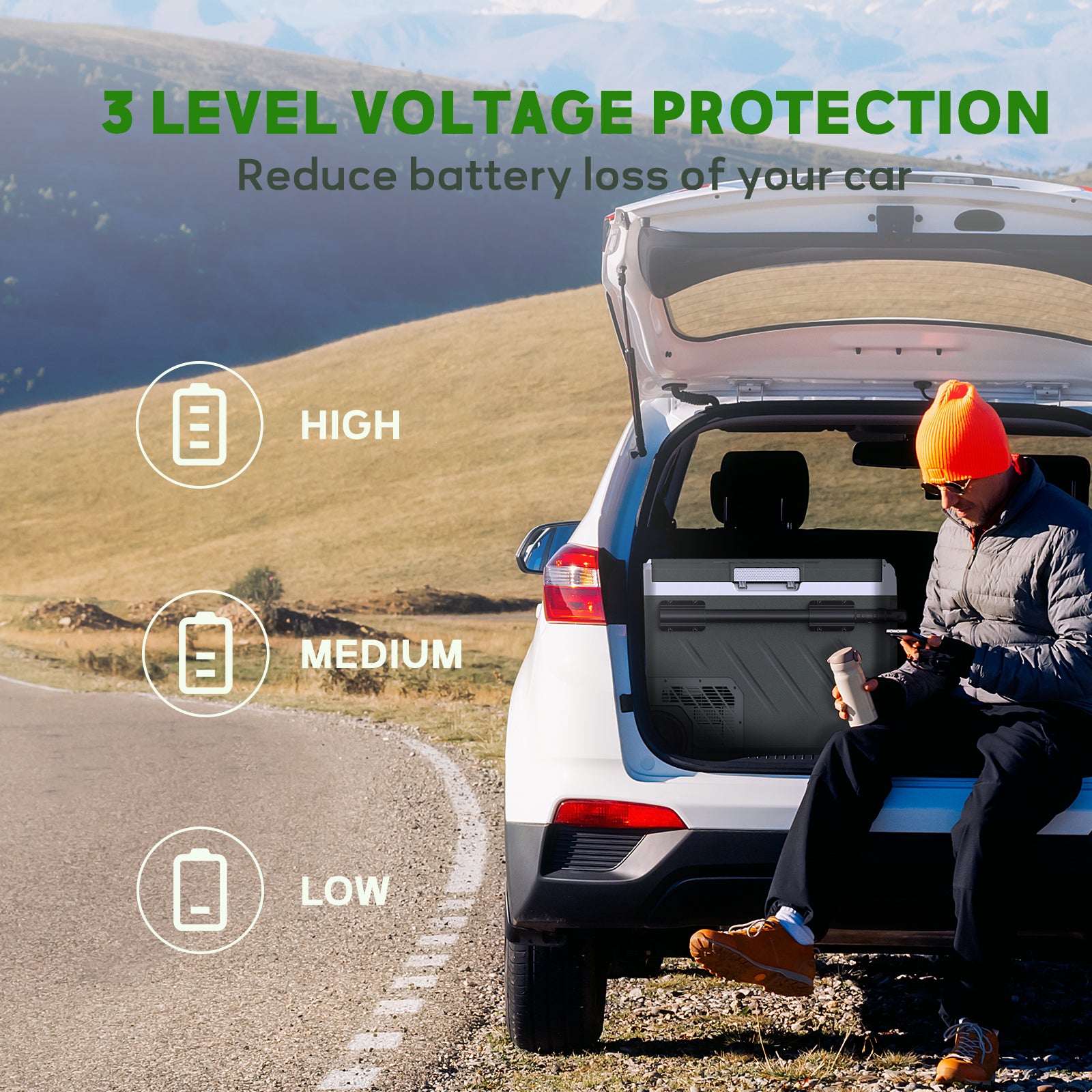 Alpicool Réfrigérateur de voiture 49 L avec contrôle via application, réfrigérateur-congélateur électrique à double compartiment, portable 12 V/24 V, 100-240 V, -20 à 20 °C