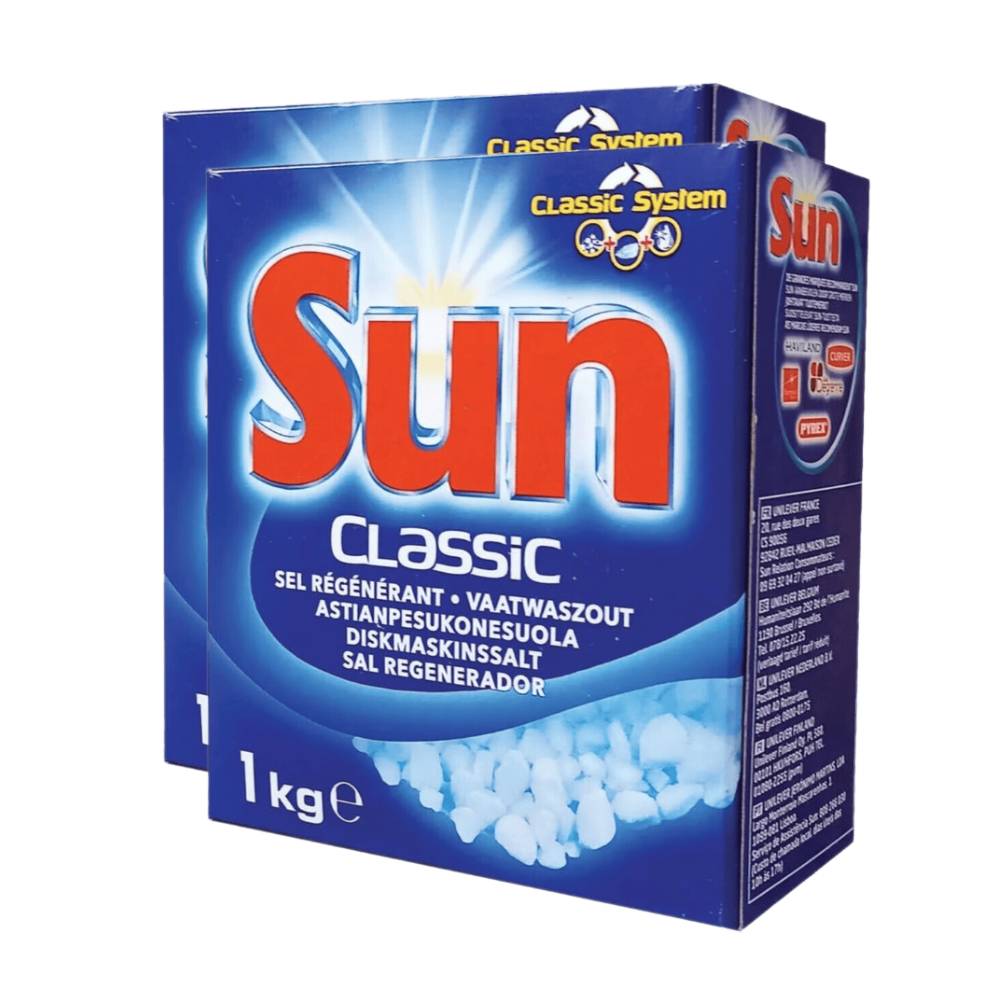 Sun Sel régénérant standard, Protection contre le tartre pour lave-vaisselle, 2 x 1 kg (= 2 kg)