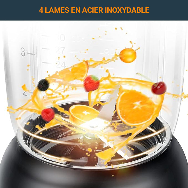 Bear LLJ-B12K1 mixeur de table 1,2 L 500 W - 2 vitesses + fonction impulsion - 4 lames en acier inoxydable