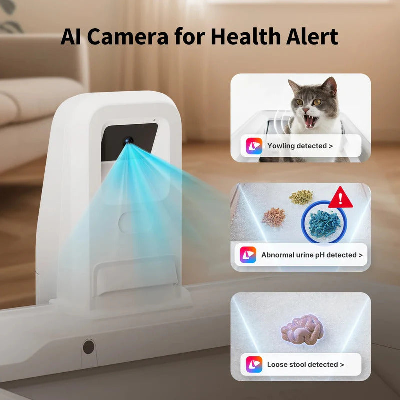 PETKIT PUROBOT CRYSTAL DUO, Nettoyage mains libres jusqu'à 30 jours, Bac à litière ouvert pour chat avec éliminateur d'odeurs N60