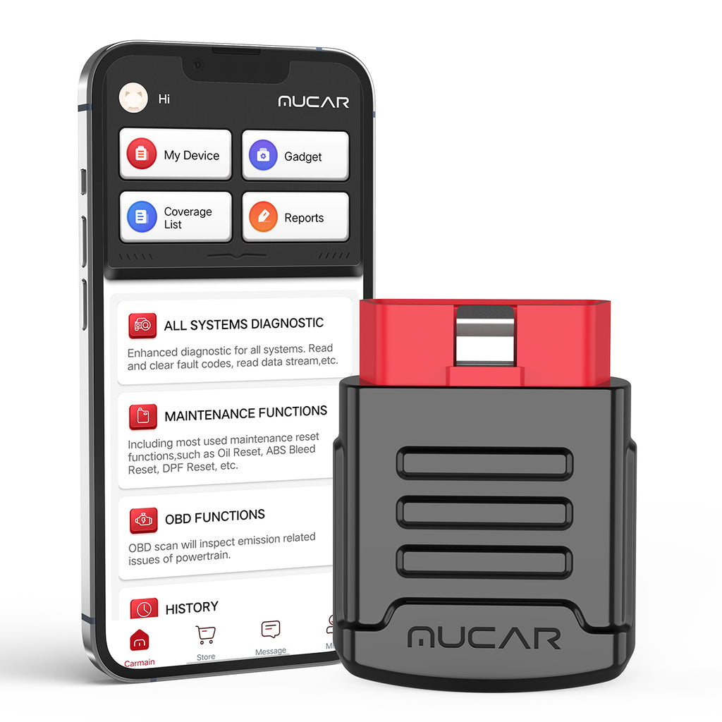 MUCAR BT200 Pro Scanner de voiture diagnostic complet du système OBD2 Bluetooth avec 15 fonctions de réinitialisation compatible avec 128+ marques, pour iOS & Android