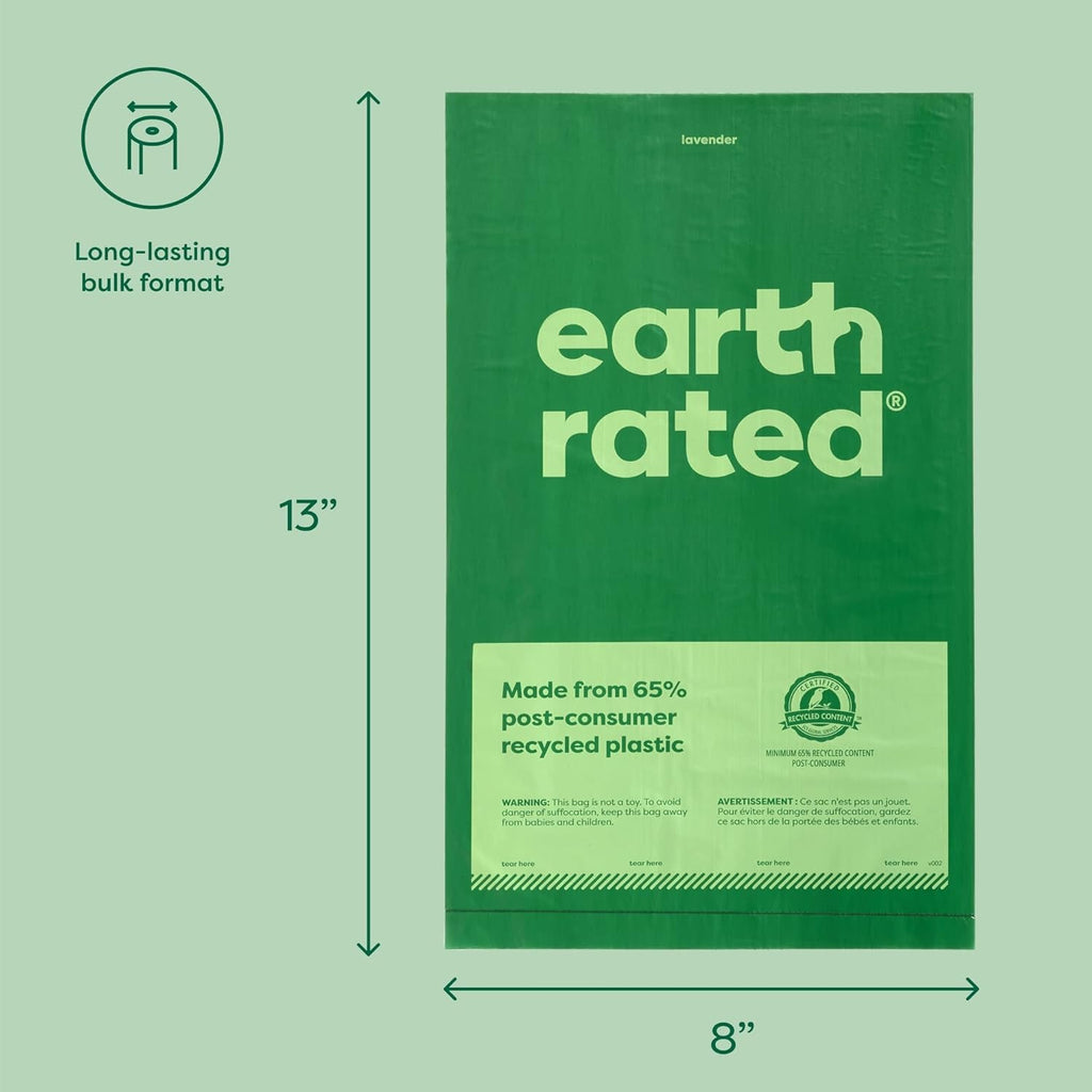 Earth Rated Sacs à déjections canines à l'odeur de lavande - 300 pièces