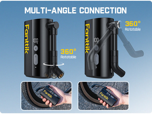 Fanttik X9 Ace Mini pompe à vélo pour gonflage rapide en 32 secondes avec manomètre, 150 psi et compatible valves Presta et Schrader