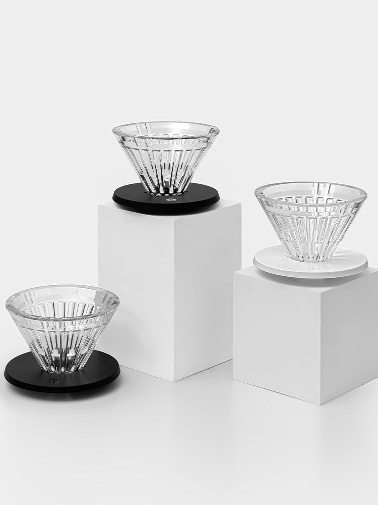 TIMEMORE Verseuse à Café en Verre Cristal V02, Filtre à Cône Pour Over en Borosilicate 1-2 Tasses avec Rainures Concaves Uniques pour une Extraction Uniforme, Noir