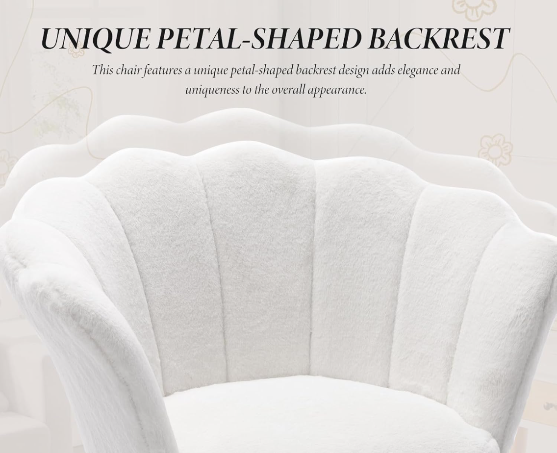 Ya-Home Chaise d'appoint rembourrée avec pieds dorés, chaise de coin moderne en forme de pétale pour salon/chambre
