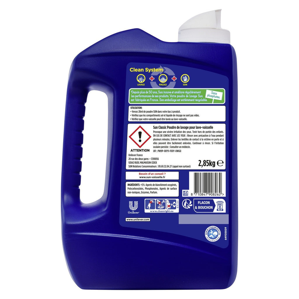 Sun Classic Poudre pour Lave-vaisselle, 90 Lavages, 2,85 kg