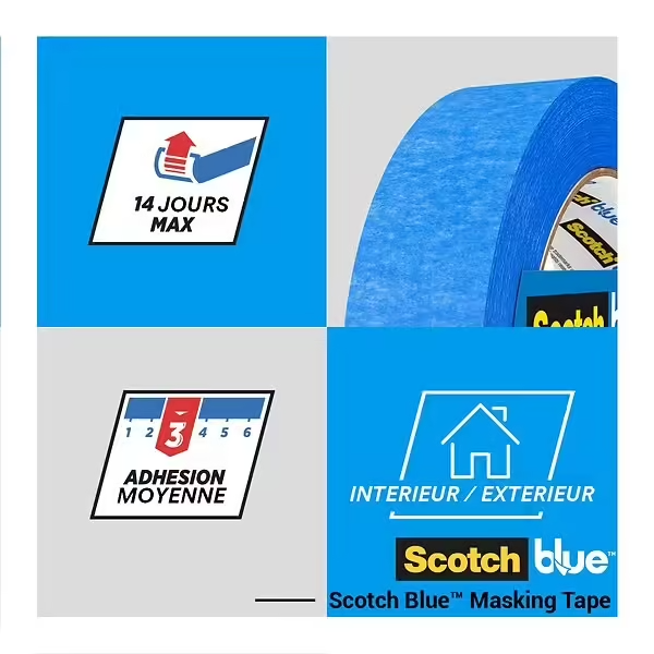 Scotch-Blue Ruban de masquage multi-surfaces - PEFC - Boîte découpée Bleu 41 m x 48 mm