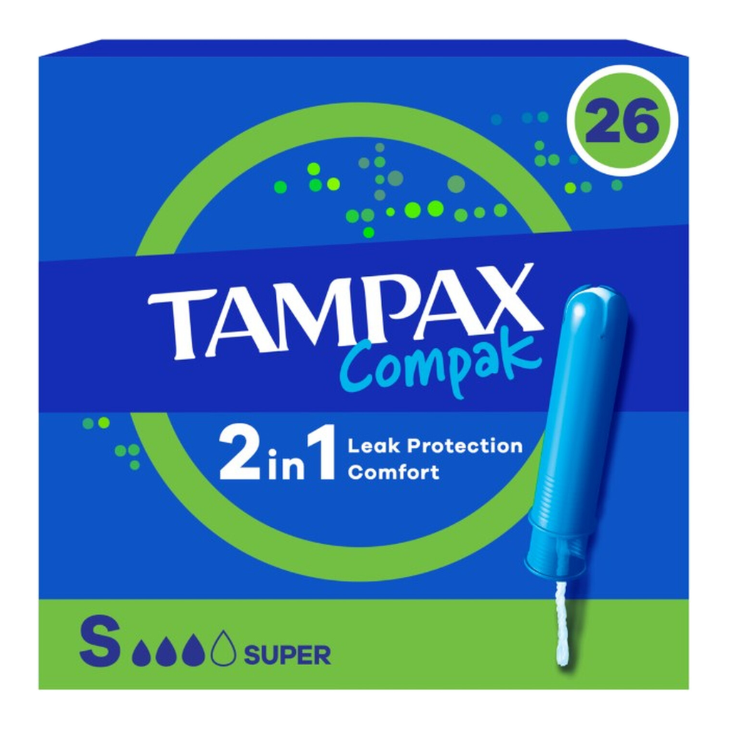Tampax Compak Super Tampons avec Applicateur x26, Protection contre les Fuites Et Confort