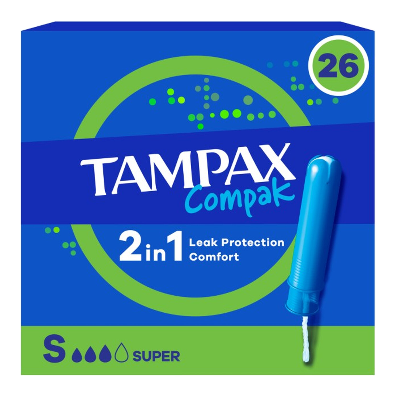 Tampax Compak Super Tampons avec Applicateur x26, Protection contre les Fuites Et Confort