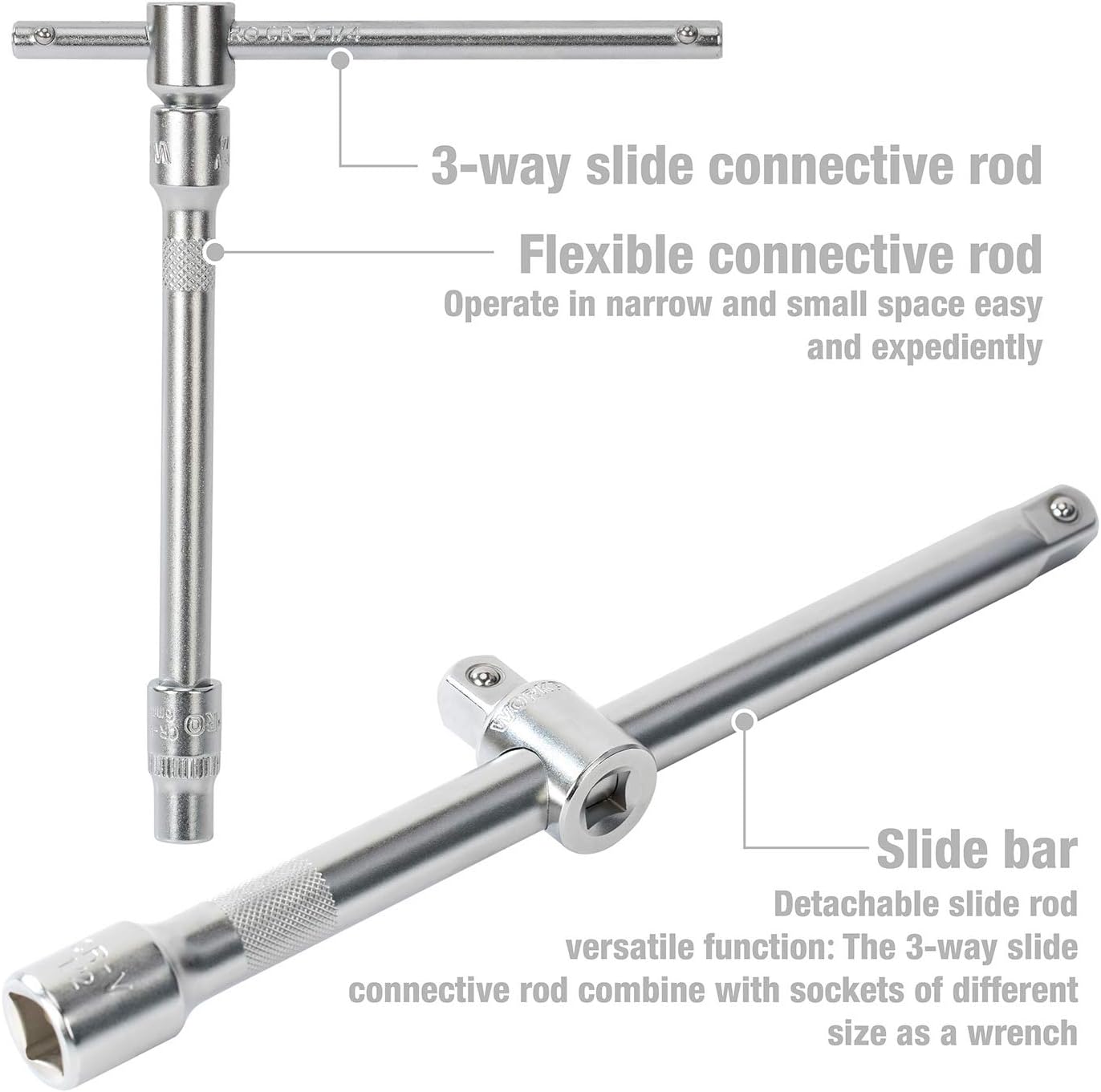 WORKPRO Jeu de clés à douille, de clés à cliquet et de clés à rainure en acier chrome-vanadium, outils mécaniques automobiles professionnels avec boîte rigide de 172 pièces