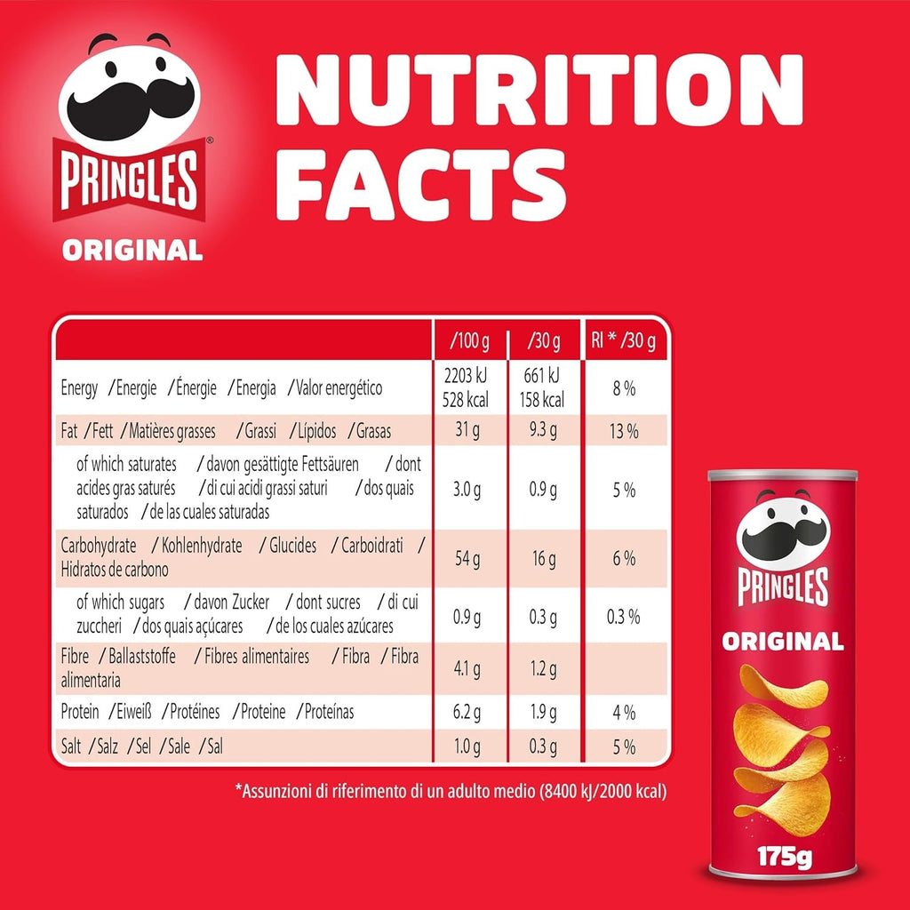 Pringles Original Chips de Pommes de Terre Empilées, 175 g