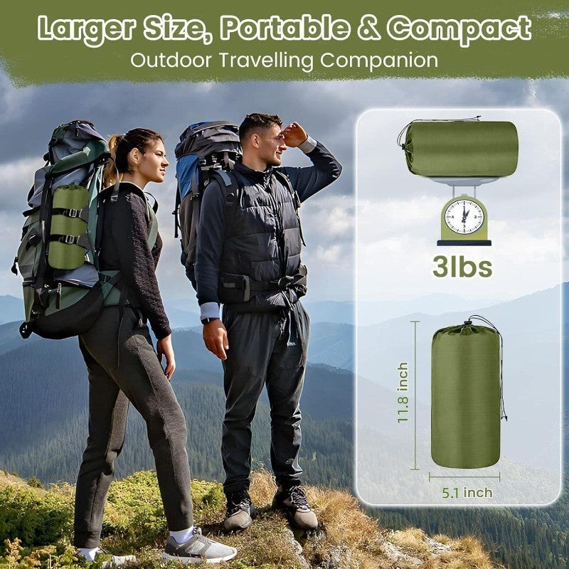 VXOYO Tente de couchage double de camping 200 x 160 cm tapis gonflable ultra-léger avec oreiller intégré et pompe à pied, dimensions emballé 29 x 16 x 16 cm, poids 1,7 kg, vert double