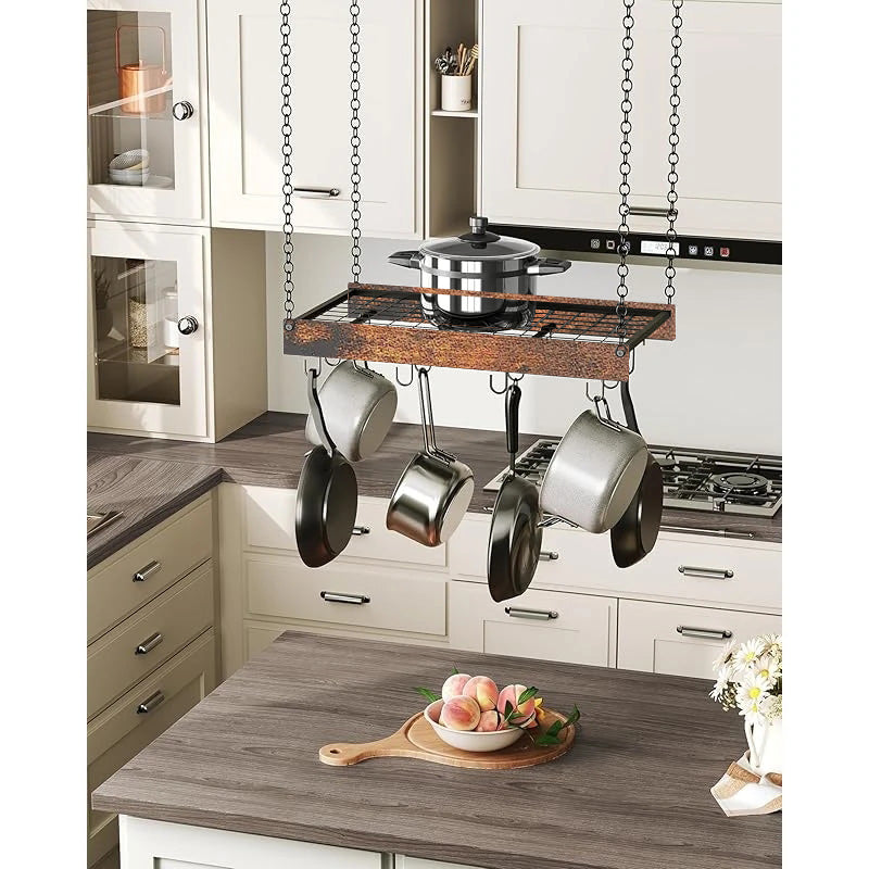 SRD Étagère de rangement flottante noire pour îlot de cuisine, gain de place, pour la maison