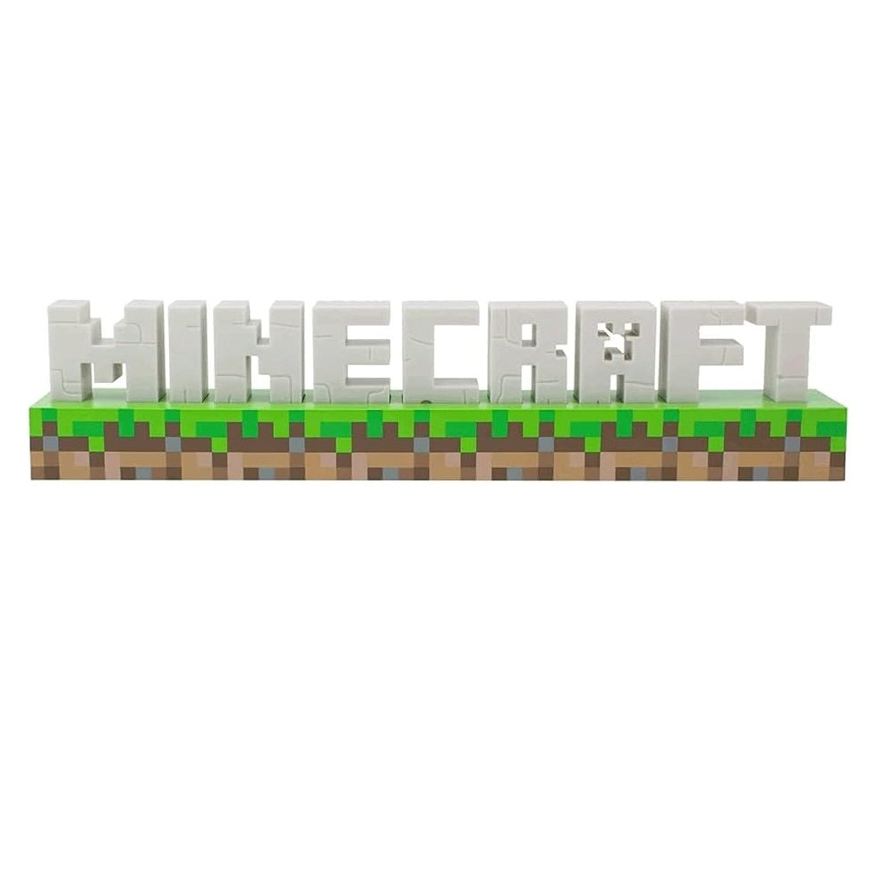 MINECRAFT Logo Lumière LED - sous Licence Officielle - 41 cm - 2 Modes d'Éclairage - Fixation Murale - Alimenté par USB ou Piles