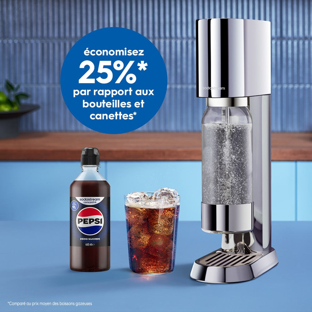 SodaStream Lot de 6 Concentrés Pepsi Zéro Sucres 440 ml | Préparez jusqu'à 54 L de Boisson | Bouchon Anti-Goutte