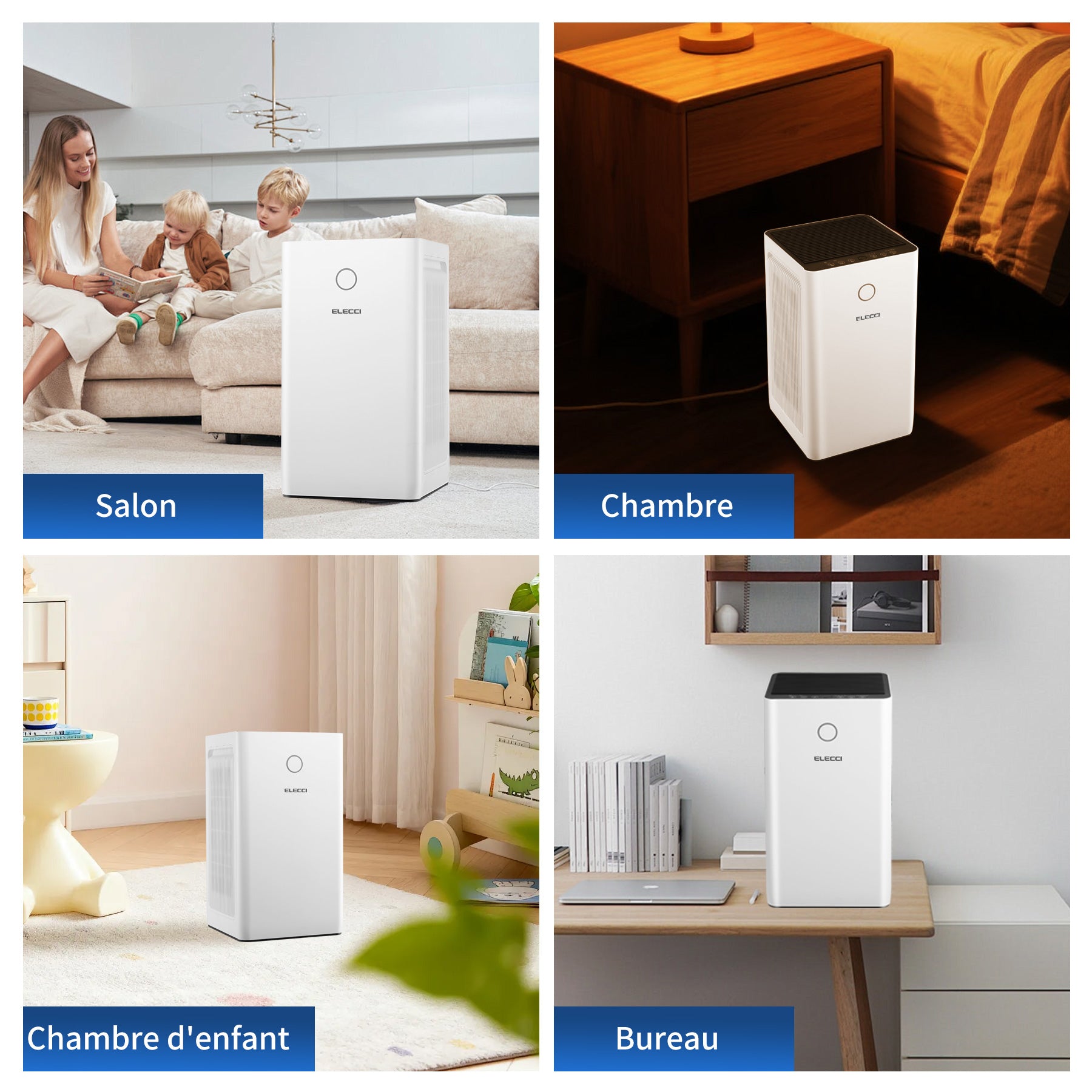 ELECCI Filtre HEPA True pour purificateur d'air, pour pièces jusqu'à 120 m², CADR 550 m³/h, élimination des virus à 99,9 %, élimine les PM2.5, la fumée, le pollen, les acariens et les polluants