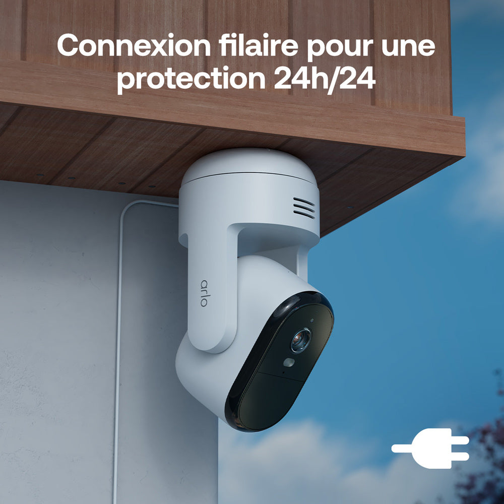 Arlo VMC3283-100PES Caméra de sécurité extérieure filaire Essential 3 2K PTZ WiFi, Kit de 2 caméras Blanc