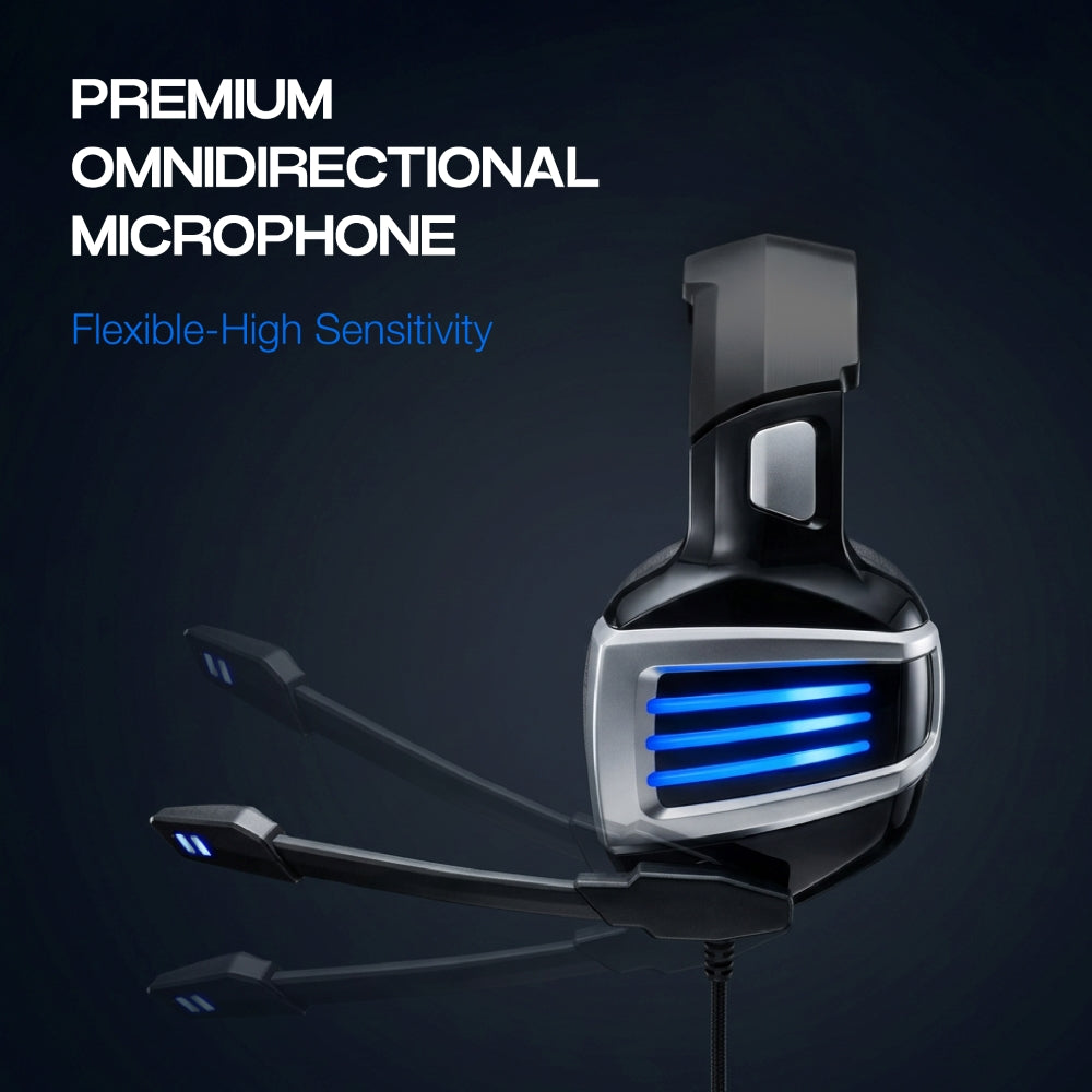 Siukie Casque gaming L200 Filaire USB + Jack 3,5 mm Lumière bleue
