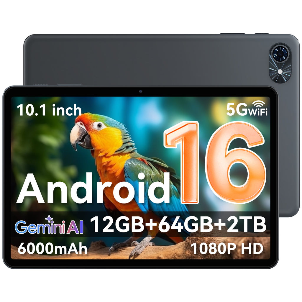 TABWEE T80 Tablette Android 16, 10,5 pouces, 12 Go (4 + 8) de RAM + 64 Go de ROM, résolution de 1280 x 800 pixels