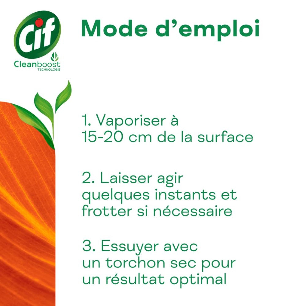 Cif Spray Nettoyant Multi-Usages Cuisine et Salle de Bain 5 en 1, Dégraisse et Détartrage, Sans Traces, Certifié Écolabel, 750 ml
