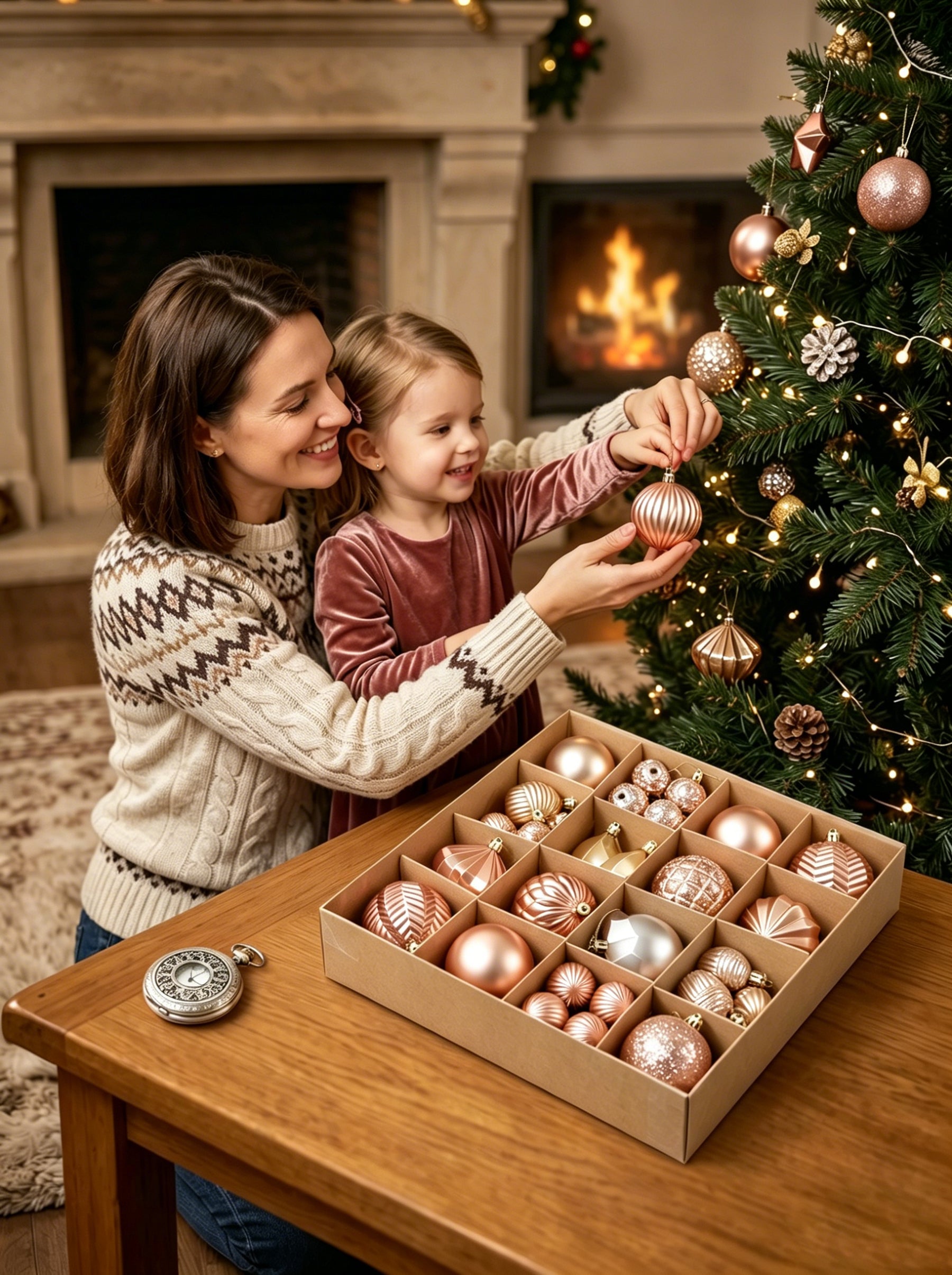 Ju7cer Lot de 40 boules de Noël, pour décoration de sapin et de fêtes, couleur champagne