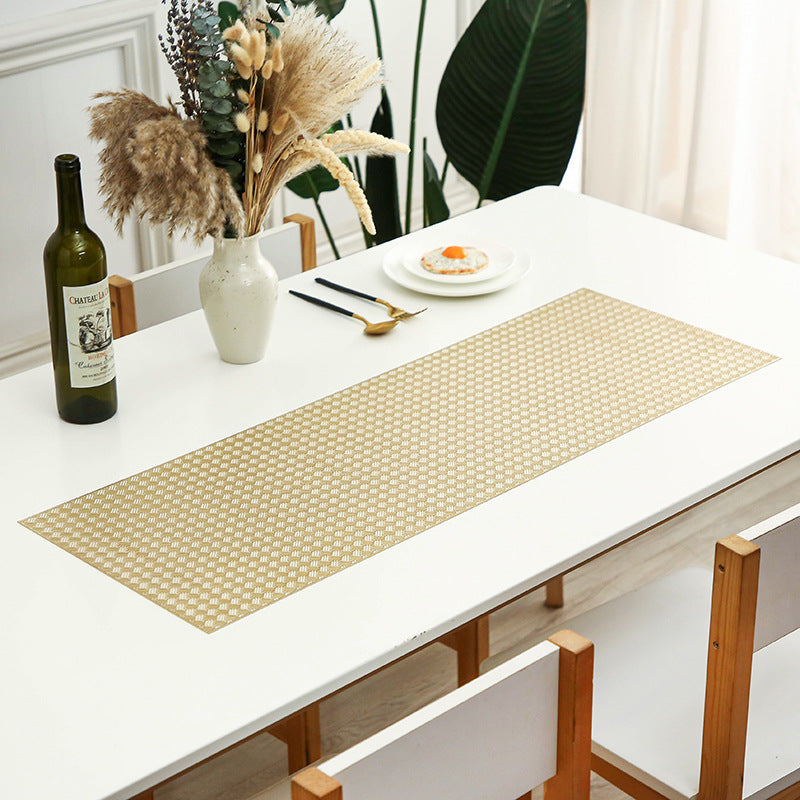 Set de table rectangulaire en PVC perforé, coussin de table antidérapant, set de table décoratif résistant à la chaleur, set de table imperméable et lavable, décoration centrale pour la table à manger (or), 4 pcs