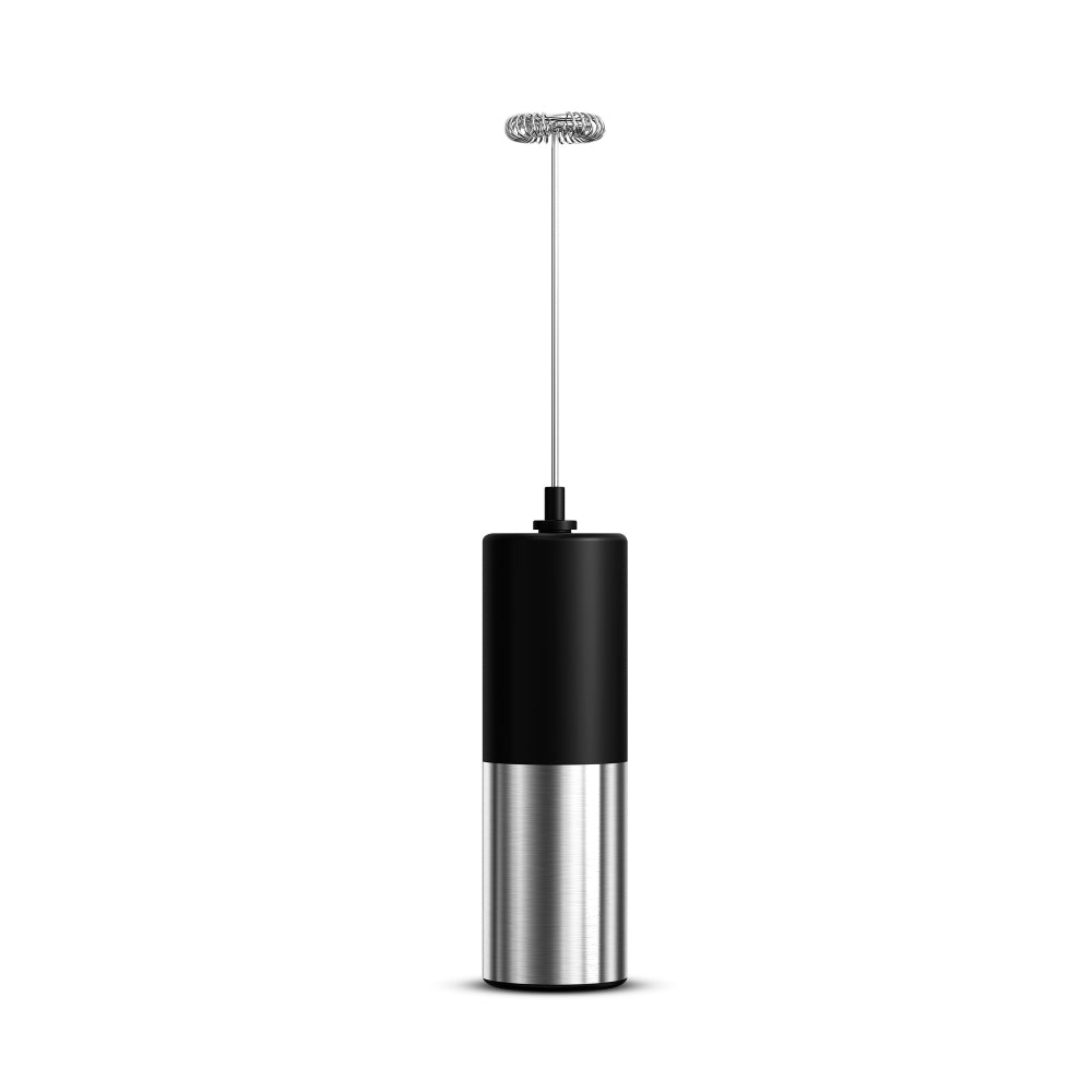 KitchenCook KFOAM Mousseur à lait électrique à piles avec fouet en acier inoxydable 304 et support