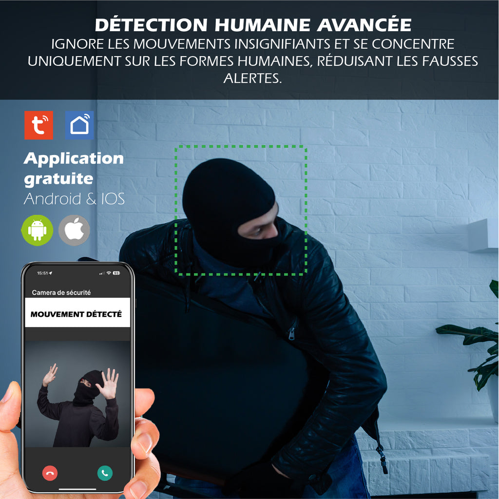 KYF Hikers Kit d’alarme extensible connecté Wi-Fi 434 MHz avec caméra IP 4 MP, sirène intégrée 90 dB, détecteur de mouvement, capteur porte/fenêtre et deux télécommandes