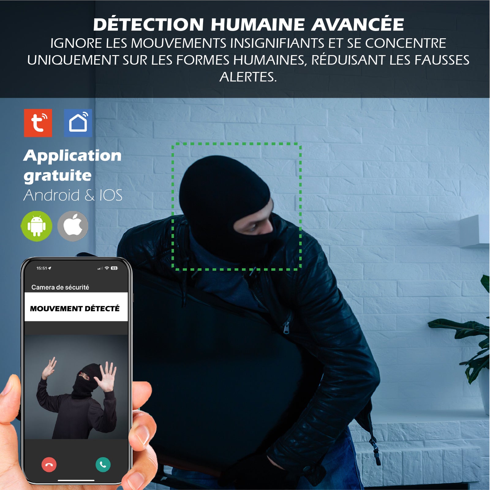 KYF Hikers Kit d’alarme extensible connecté Wi-Fi 434 MHz avec caméra IP 4 MP, sirène intégrée 90 dB, détecteur de mouvement, capteur porte/fenêtre et deux télécommandes