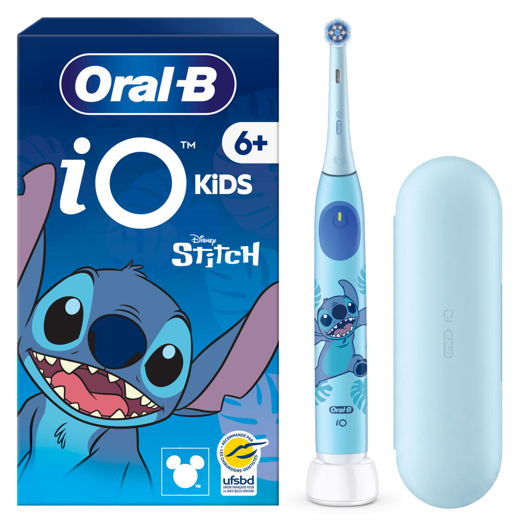 Oral-B iO Kids Stitch 6ans+ Brosse à Dents Électrique pour Enfants – Protection Gencives avec Capteur de Pression Intelligent, 3 Modes dont 1 Super Doux, Minuteur Musical, Inclus 1 Brossette