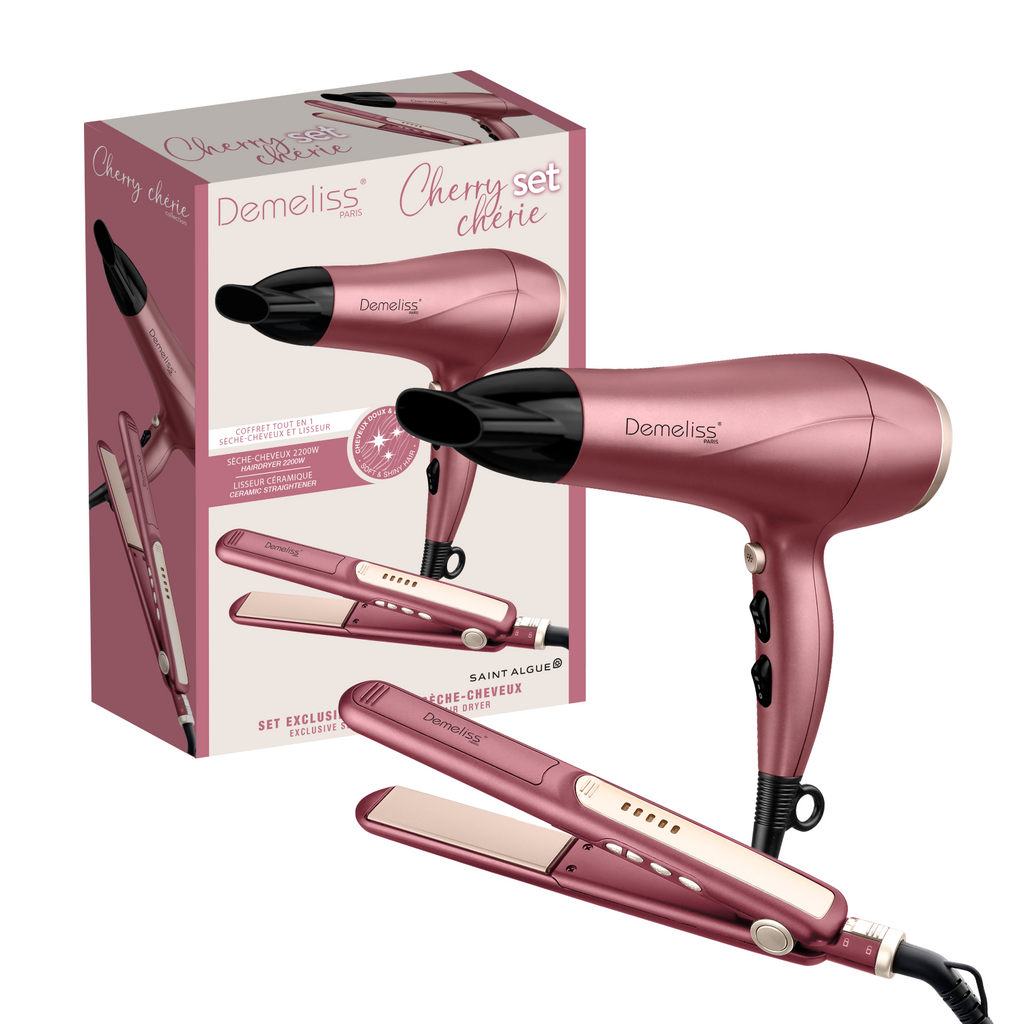 SAINT ALGUE Demeliss Cherry Chérie 21370 Coffret lisseur et sèche-cheveux