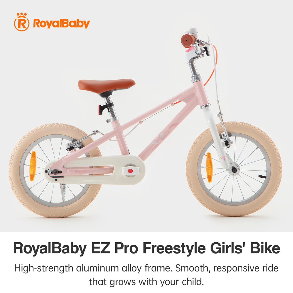 RoyalBaby+Vélo pour enfants+ Aluminium EZ New Freestyle Rose 14 pouces, Poids net 7,4 kg