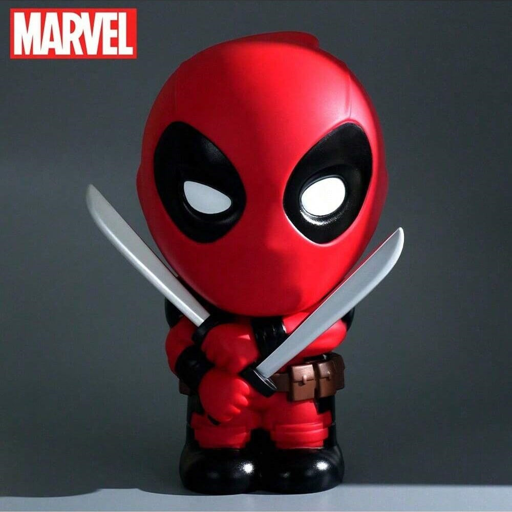 Marvel Tirelire Deadpool, 1 pièce, licence officielle, figurine chibi 3D en PVC mignonne, boîte à monnaie, étanche, incassable, objet de collection, organiseur de bureau