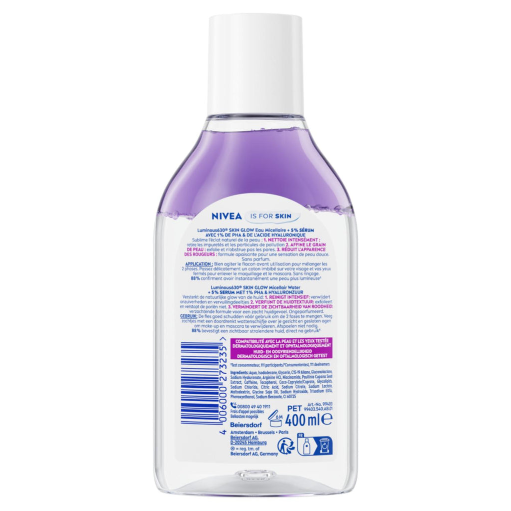 NIVEA Luminous630 Skin Glow Eau Micellaire Démaquillante visage 400 ml
