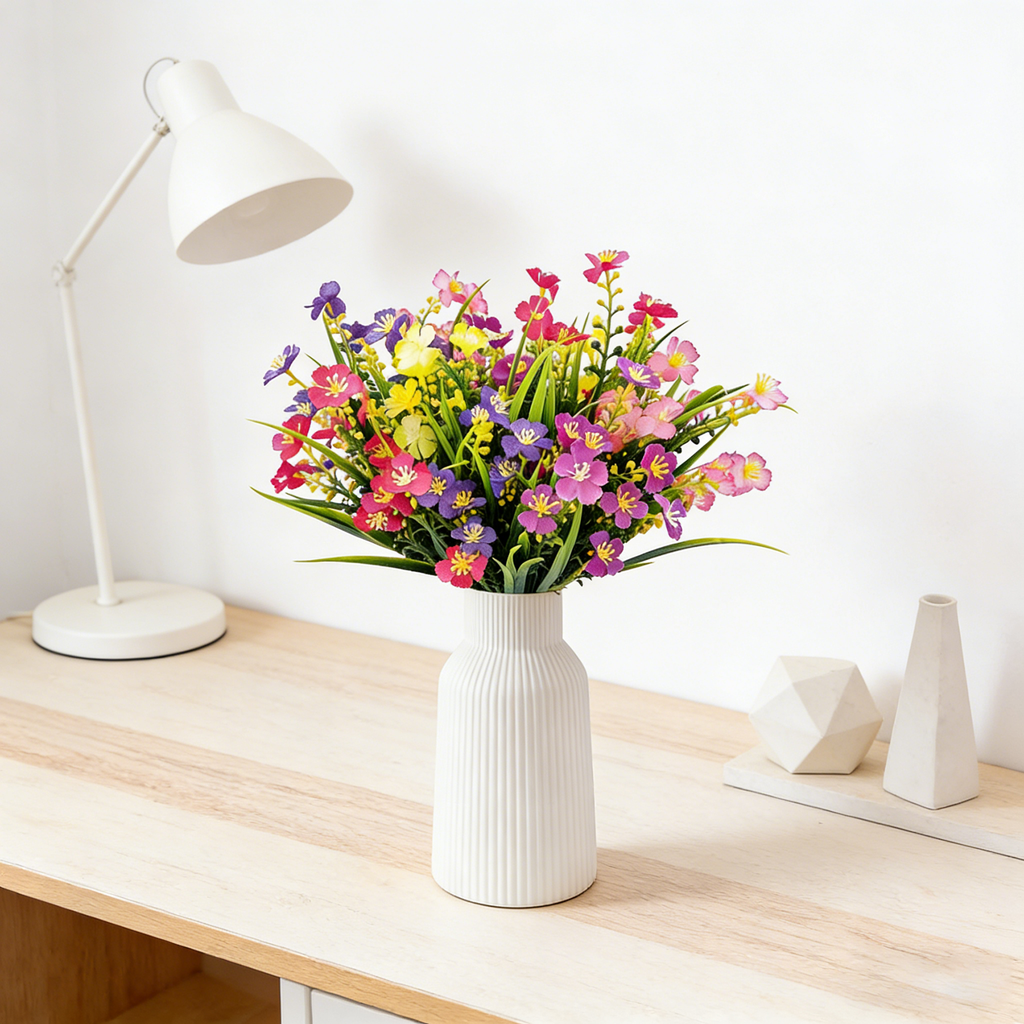 10 Pièces 13,8 in / 35 cm Fleurs Artificielles pour Extérieur Plastique Plante Artificielle Fleur en Soie pour Extérieur Jardin Porche Porte d'Entrée Jardinières Litière de Fleurs Cour