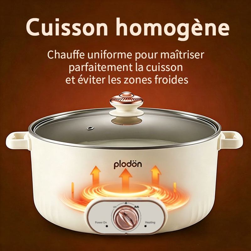 Plodon 7 L Marmite Électrique Multifonction Grande Capacité Antiadhésive, Marmite de Cuisson Électrique à Ébullition Rapide pour Sauter et Mijoter RHG-70XV