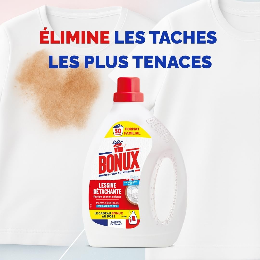 BONUX Lessive liquide au bicarbonate de soude, Peaux sensibles, 1,4 L