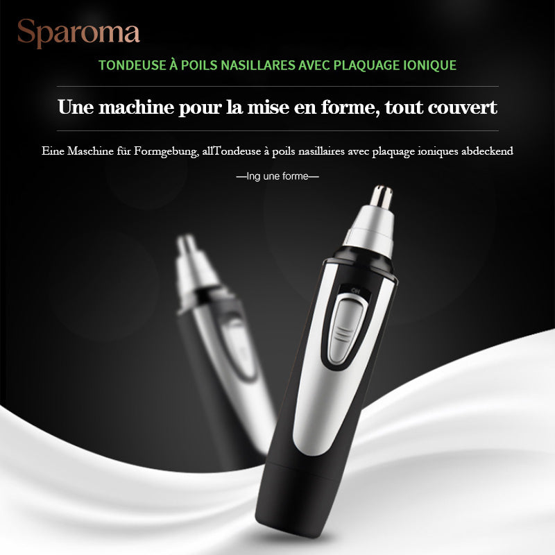 Tondeuse pour poils d’oreilles et de nez Sparoma, à piles, étanche IPX7, lames en acier inoxydable avec capuchon protecteur – TC-3550, Noir