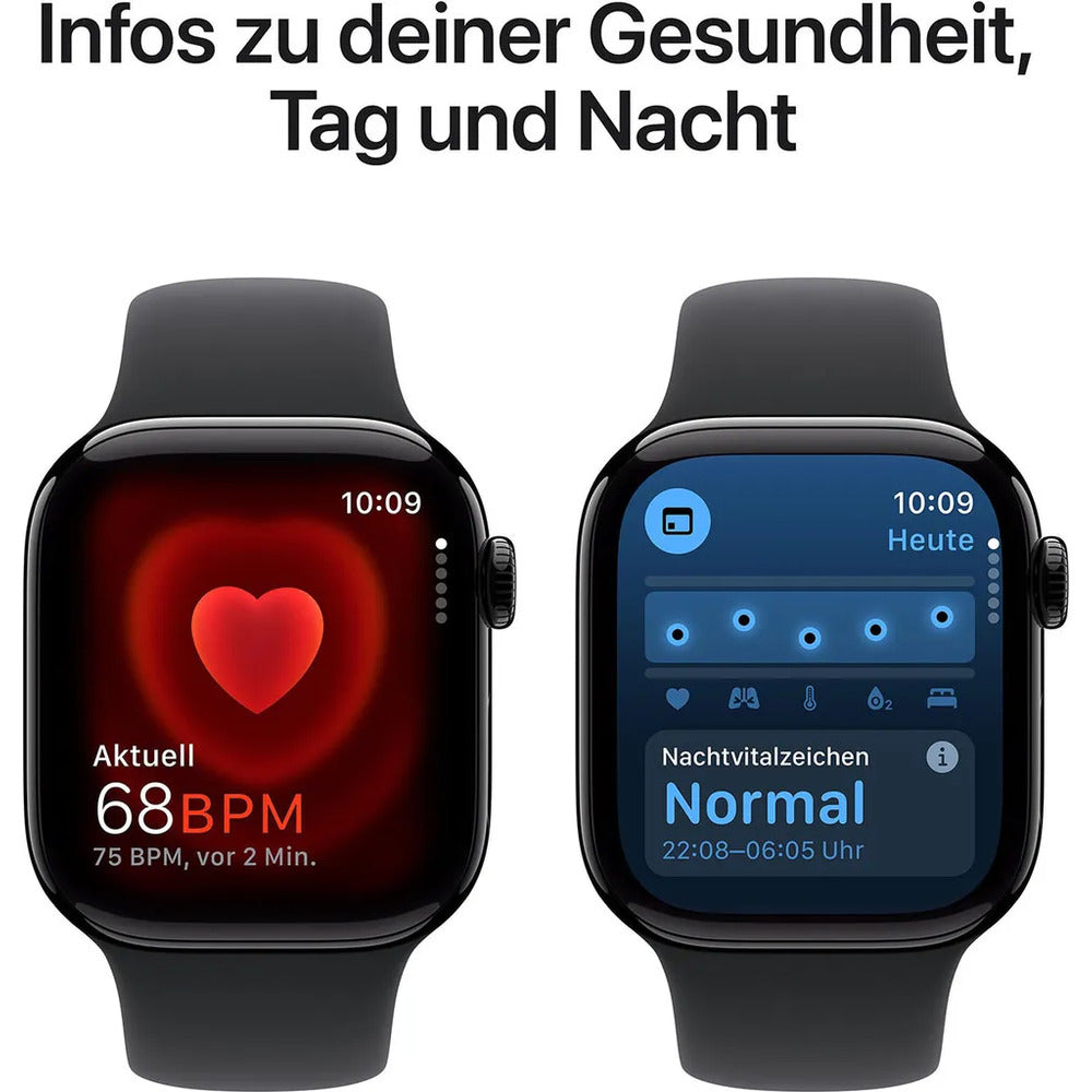 Apple Watch Series 10 GPS WiFi - 42 mm - Noir - Taille S/M - 2024 - Bracelet Sport Noir S/M