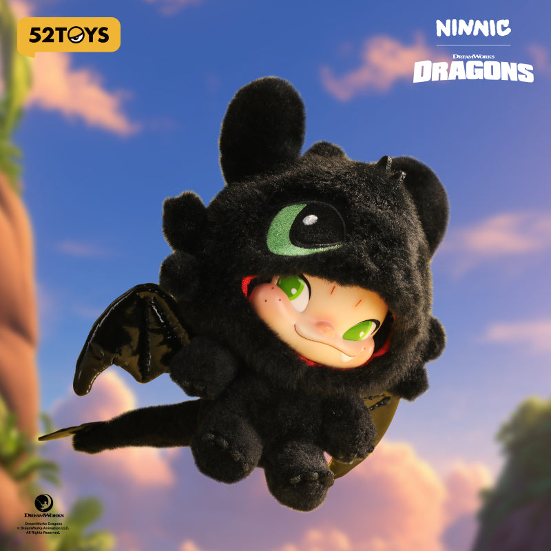 52TOYS NINNIC Co-branded Toothless Pendentif en Peluche Limité Figurine de Collection Tendance Décor de Bureau Mignon Cadeau d'Anniversaire