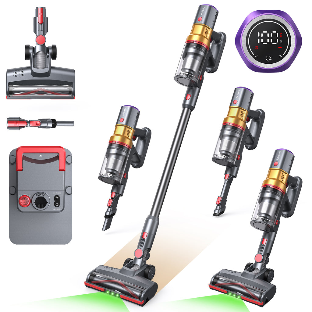 Lubluelu X1000 Aspirateur balai sans fil avec batterie et station de dépoussiérage à vidange automatique, 2,5 L - Or