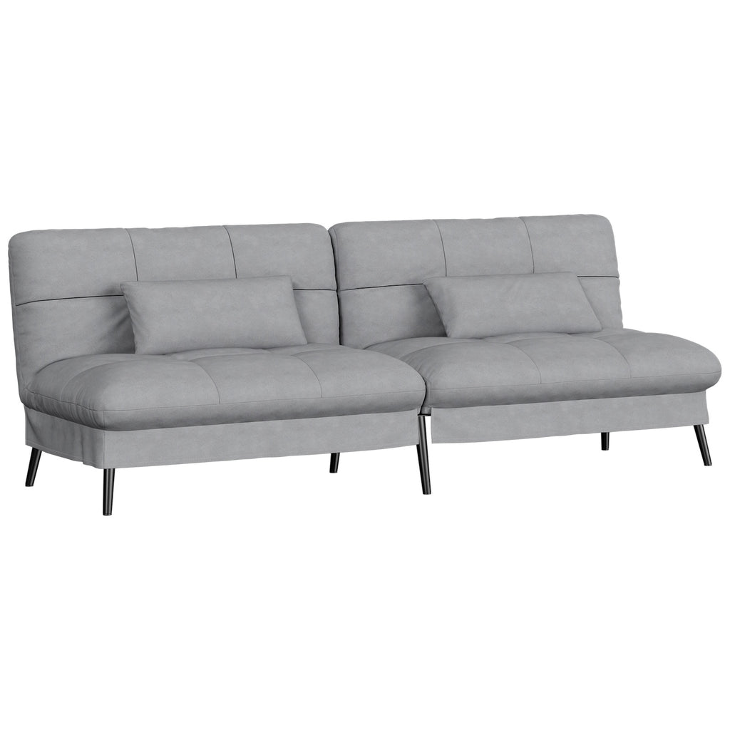 COMHOMA Canapé-lit avec fonction de couchage - Housse de canapé - Canapé d'angle - Canapé 4 places - avec dossier réglable en tissu gris