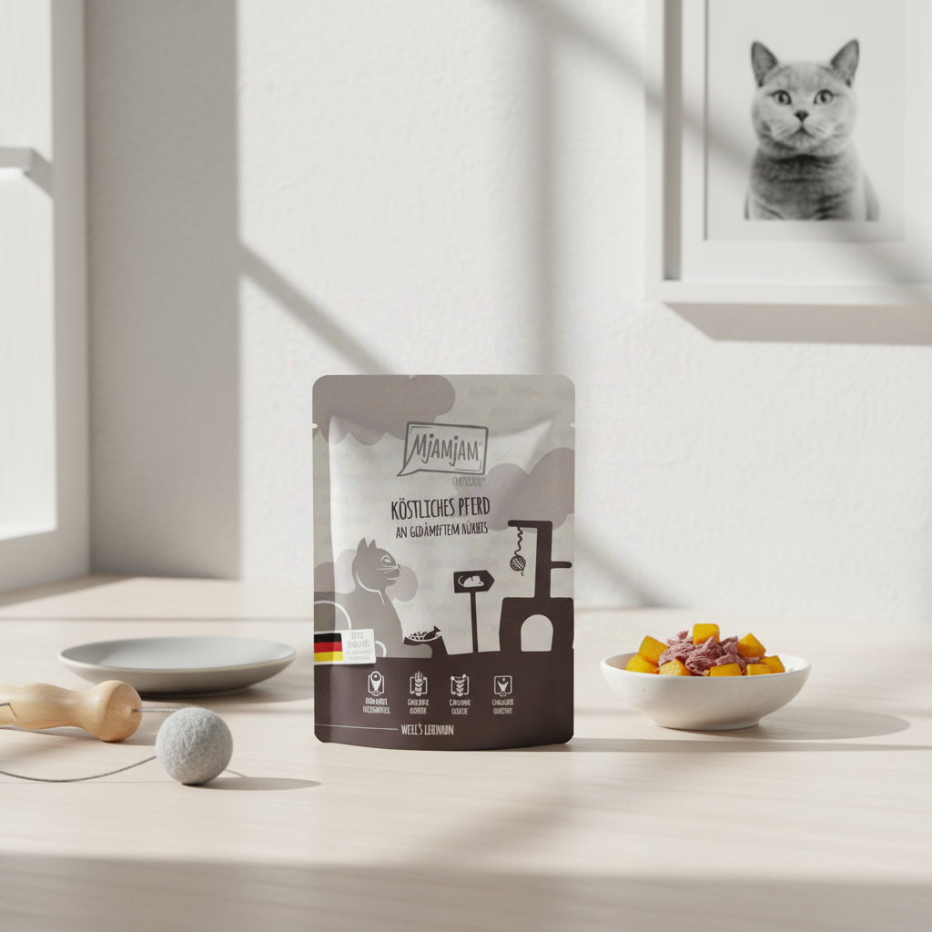 MjAMjAM Aliment humide pour chat Quetschie Cheval et potiron 300 g x 6